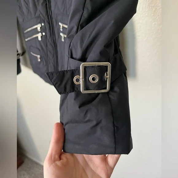 Bogner Black Quilted Ski Jacket With Detachable Hood Women's Size S - Picture 3 of 16